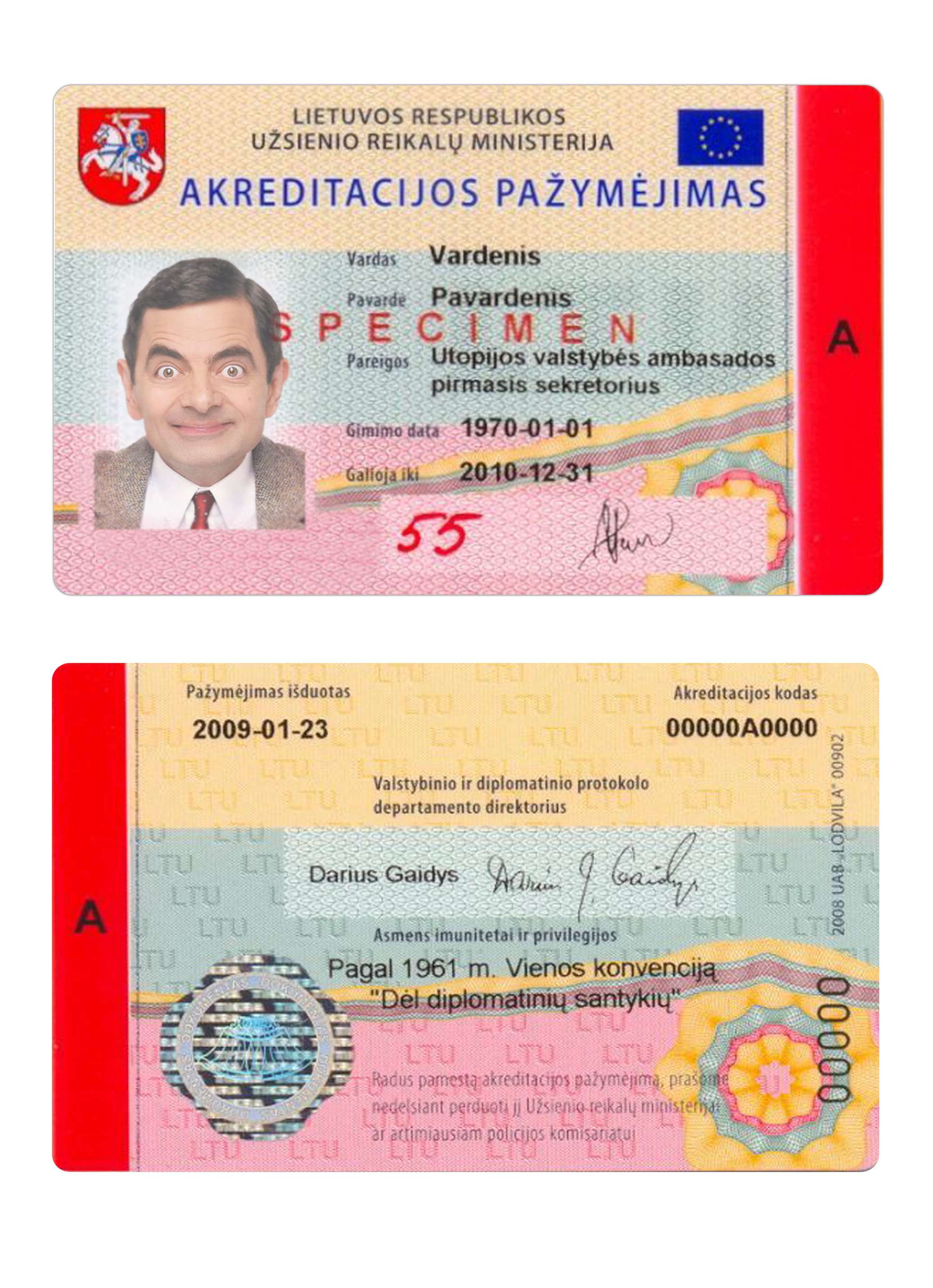 Lithuania accreditation certificate card